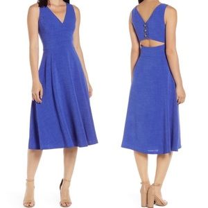 Vince Camuto Fit and Flare Midi Dress with Back Cutout